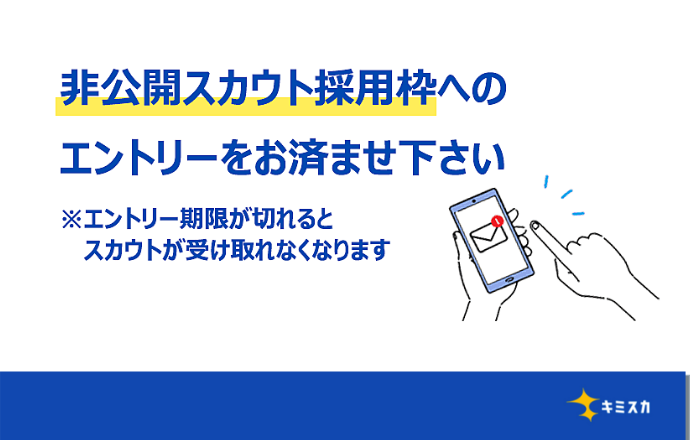 人事から非公開の採用スカウトが受け取れる「キミスカ」の紹介写真1
