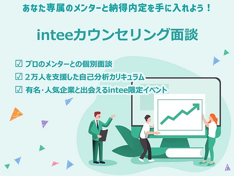 ＜27卒＞“理想の内定”へ！？ 有名企業の内定が狙える面談サービス「intee」のアイキャッチ