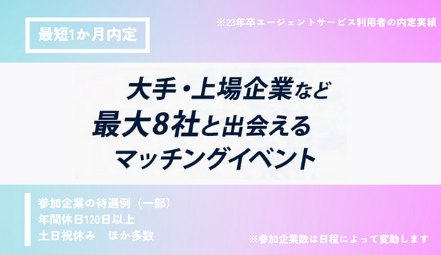 【大手・上場企業など】人事・採用担当者が参加！最短1か月内定が狙えるマッチングイベント@東海のアイキャッチ